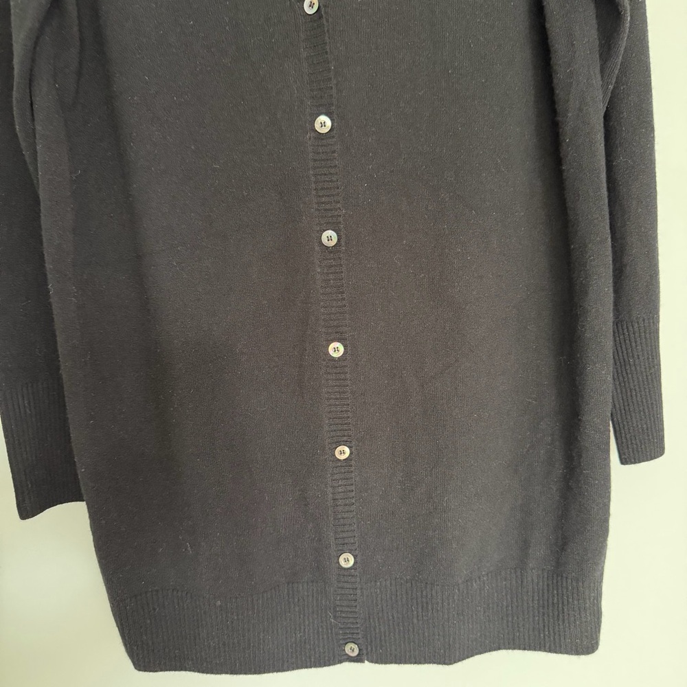 NWT Pure Collection 90 Wool 10 Cashmere Black Longline Cardigan Sweater Minimal - Picture 6 of 15